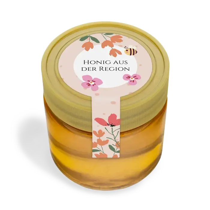Florale Fiona – Honigetikett Siegeletikett mit Frischesiegel 250g (Kunststoffdeckel)