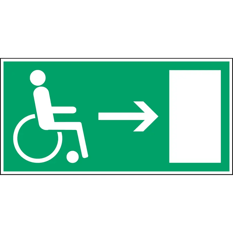Fluchtwegkennzeichnung - Rettungsweg für Behinderte (rechts)
