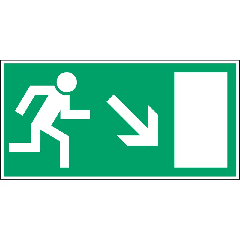 Fluchtwegkennzeichnung - Rettungsweg rechts abwärts