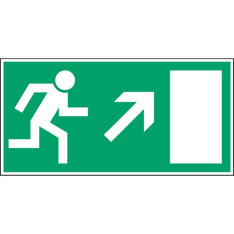 Fluchtwegkennzeichnung - Rettungsweg rechts aufwärts