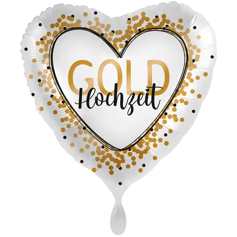 Folienballon Hochzeit | Goldhochzeit | schwarz/gold | ca. 45cm | inkl. Heliumfülllung