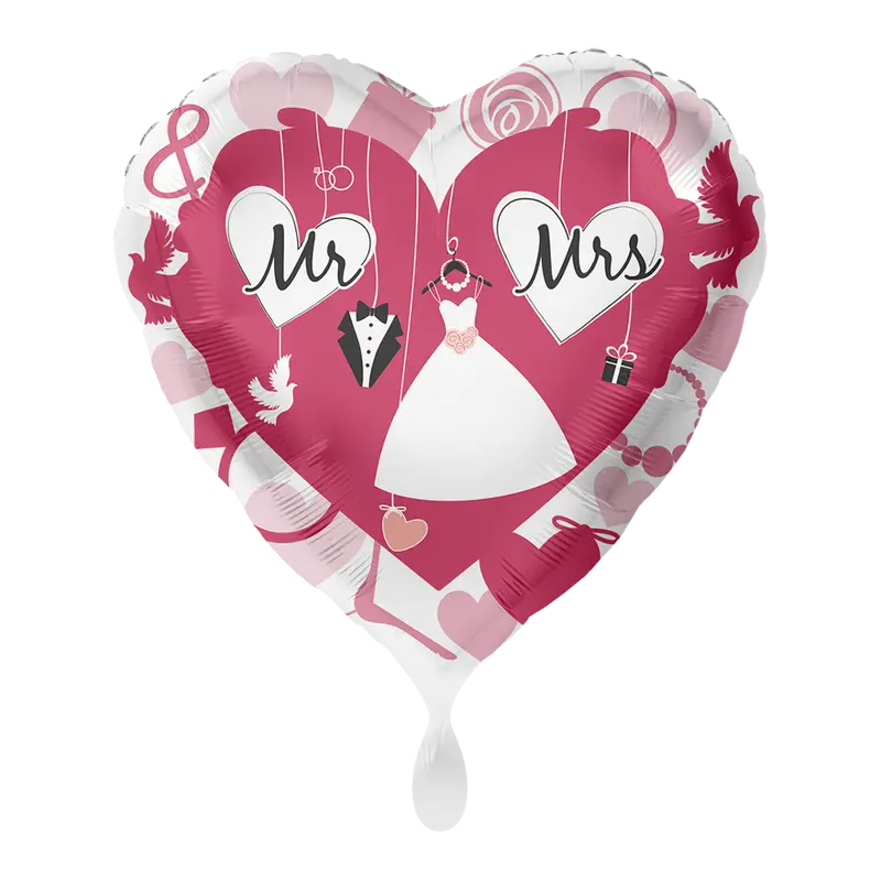Folienballon Hochzeit | MR&MRS | pink | ca. 45cm | inkl. Heliumfülllung