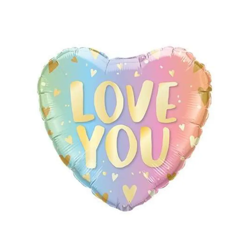 Folienballon Liebe & Valentinstag | Herz Love You | Regenbogenfarben | ca. 45cm | inkl. Heliumfülllung