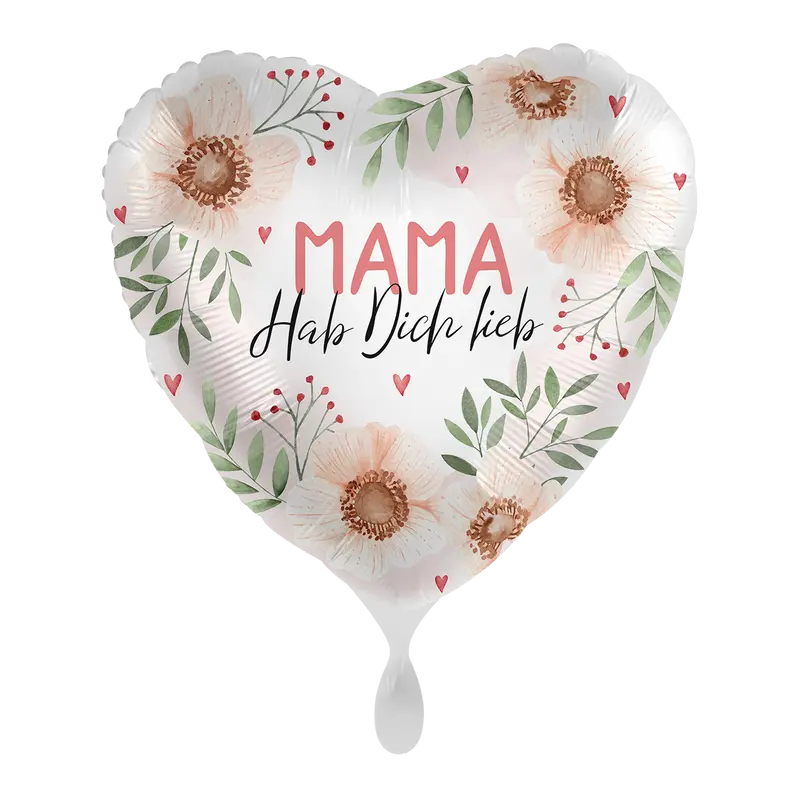 Folienballon Muttertag | Mama | Hab dich lieb | ca. 45cm | inkl. Heliumfüllung