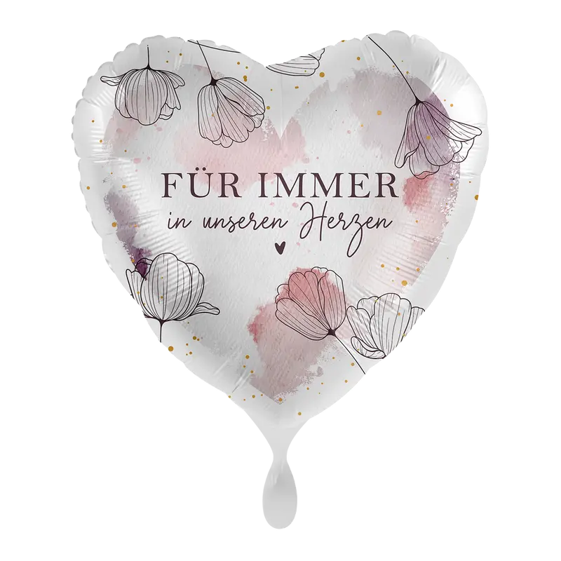 Folienballon Trauer | Für immer in unseren Herzen | ca. 45cm | inkl. Heliumfüllung