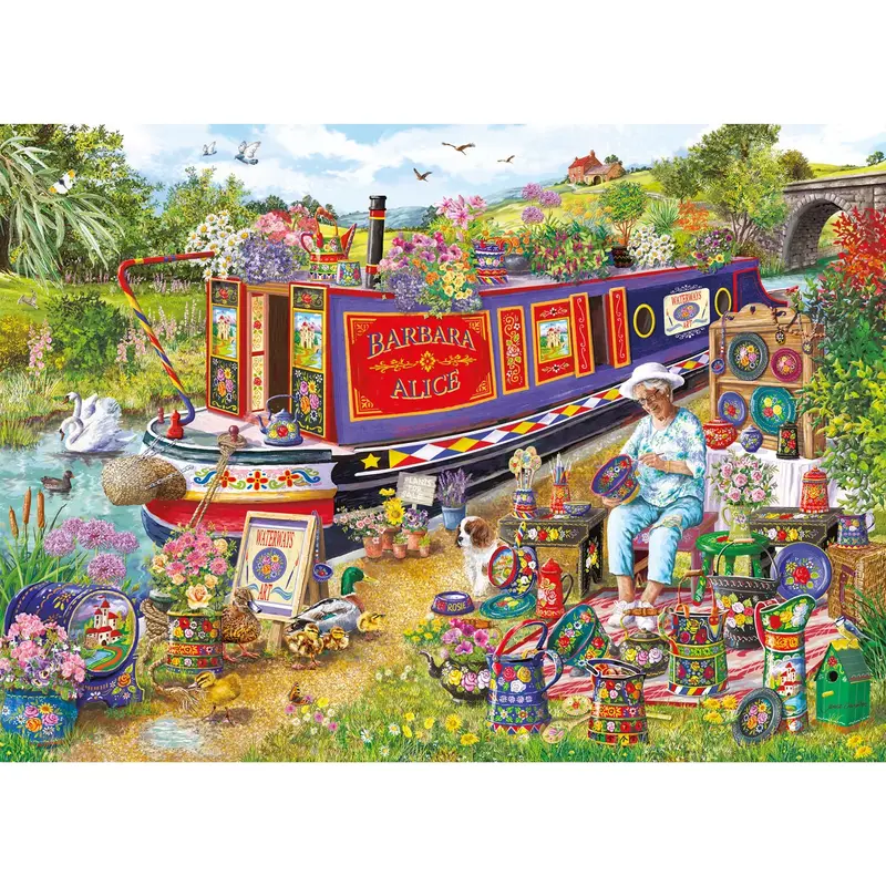 Gibsons Puzzle 1000 "Canal Boat Blooms"