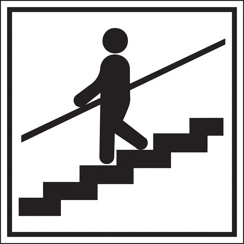 Hinweisschilder - Treppe mit Geländer