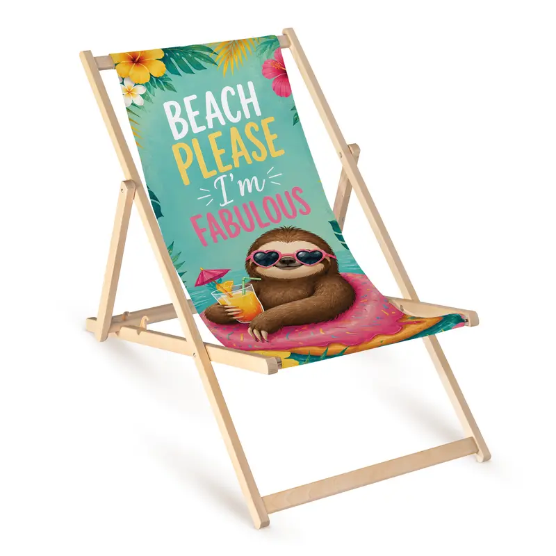 Holz-Liegestuhl BEACH PLEASE I'M FABULOUS