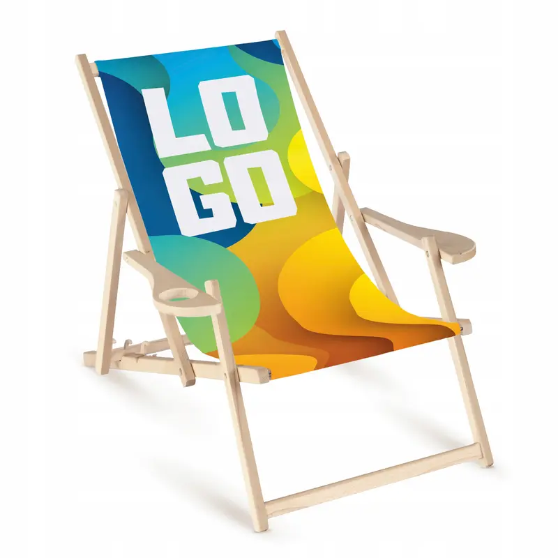 Holz-Liegestuhl mit Armlehnen – mit LOGO/FOTO