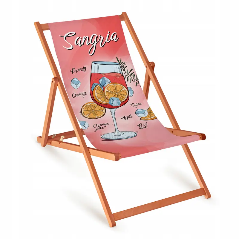 Holz-Liegestuhl Sangria mit orangefarbenem Gestell