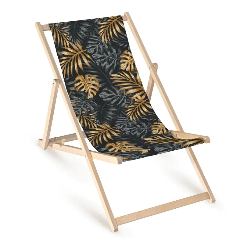 Holz-Liegestühle Goldene Graue Monstera