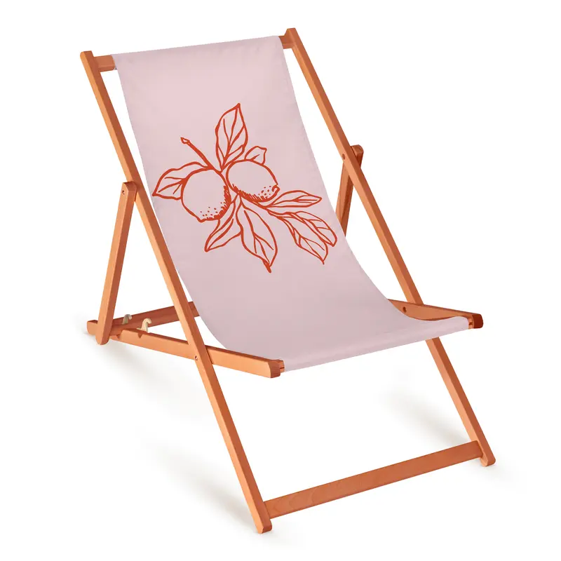 Holz-Liegestühle Lemon Red mit orangefarbenem Gestell