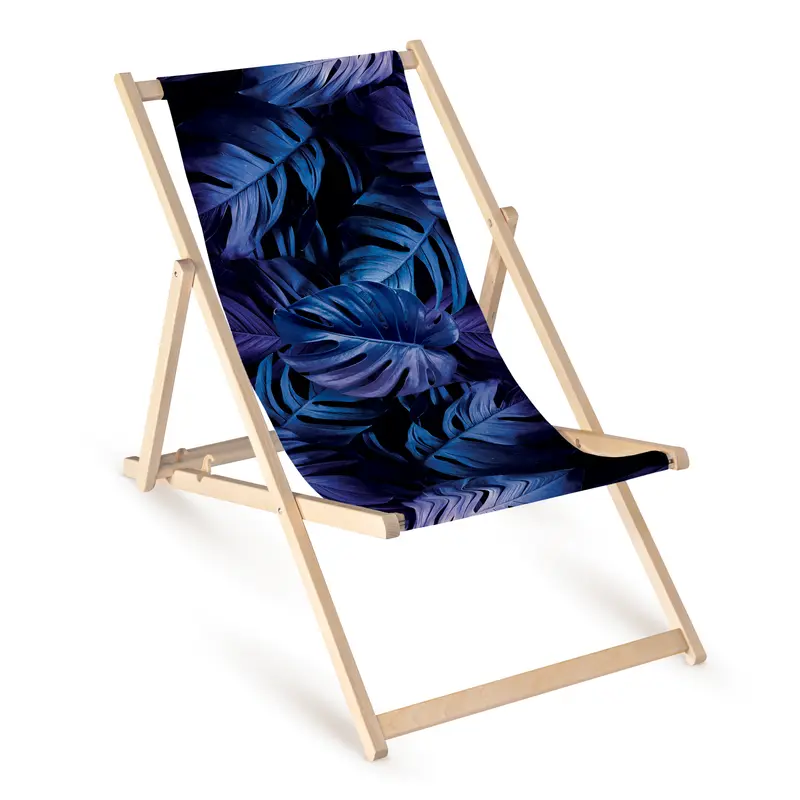 Holz-Liegestühle Marineblaue Monstera