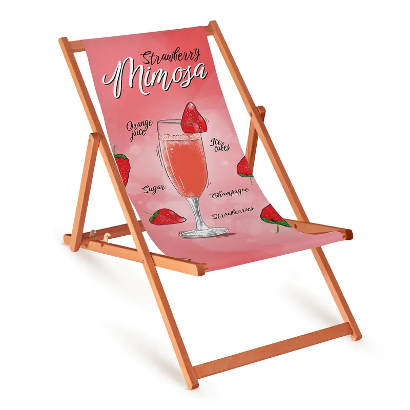 Holz-Liegestühle Strawberry Mimosa mit orangefarbenem Gestell
