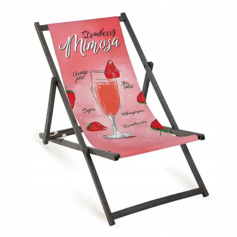 Holz-Liegestühle Strawberry Mimosa mit schwarzem Gestell
