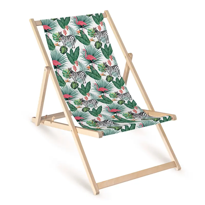 Holz-Liegestühle Zebras und Flamingos