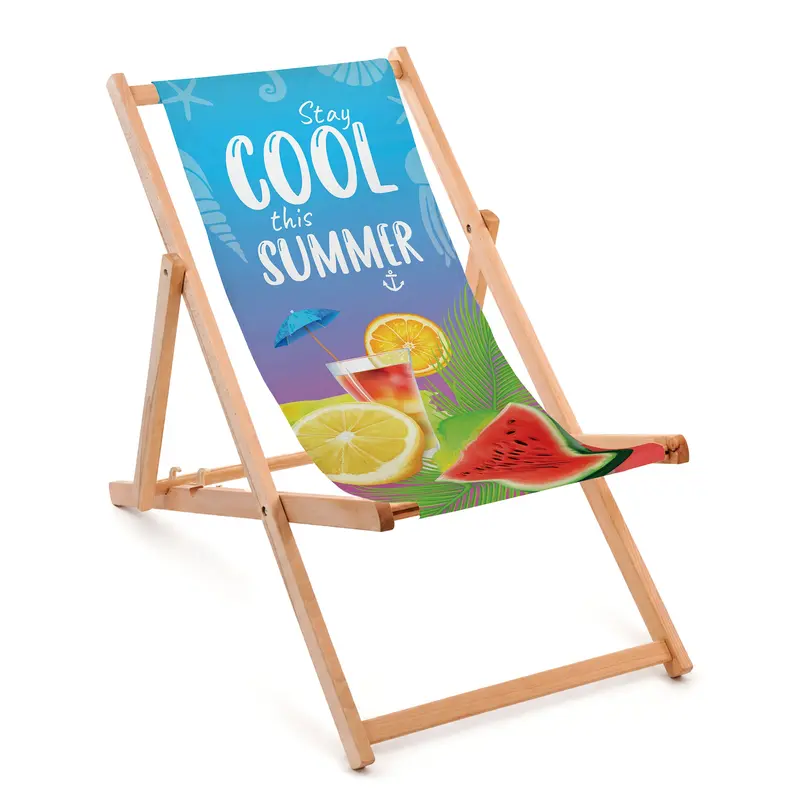 Holzliegestuhl COOL SUMMER mit einem naturgeölten Rahmen