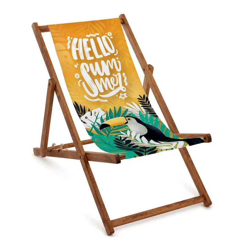 Holzliegestuhl HELLO SUMMER mit einem geölten braunen Rahmen