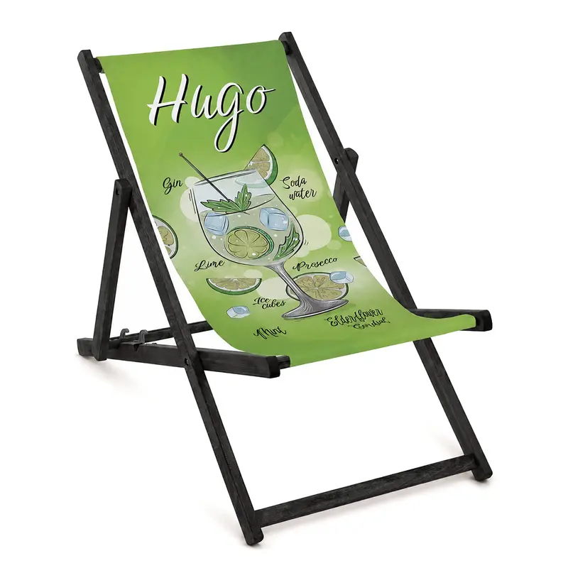 Holzliegestuhl HUGO – Schwarzes geöltes Gestell PREMIUM