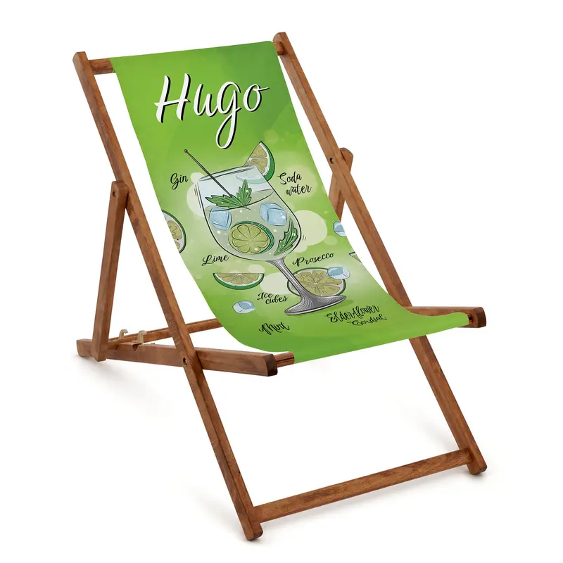 Holzliegestuhl HUGOmit einem geölten braunen Rahmen