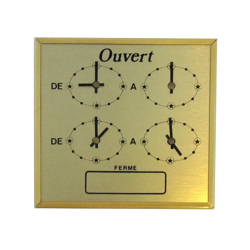 Horaire de porte à cadran aiguilles — 13,5 x 13,5 cm