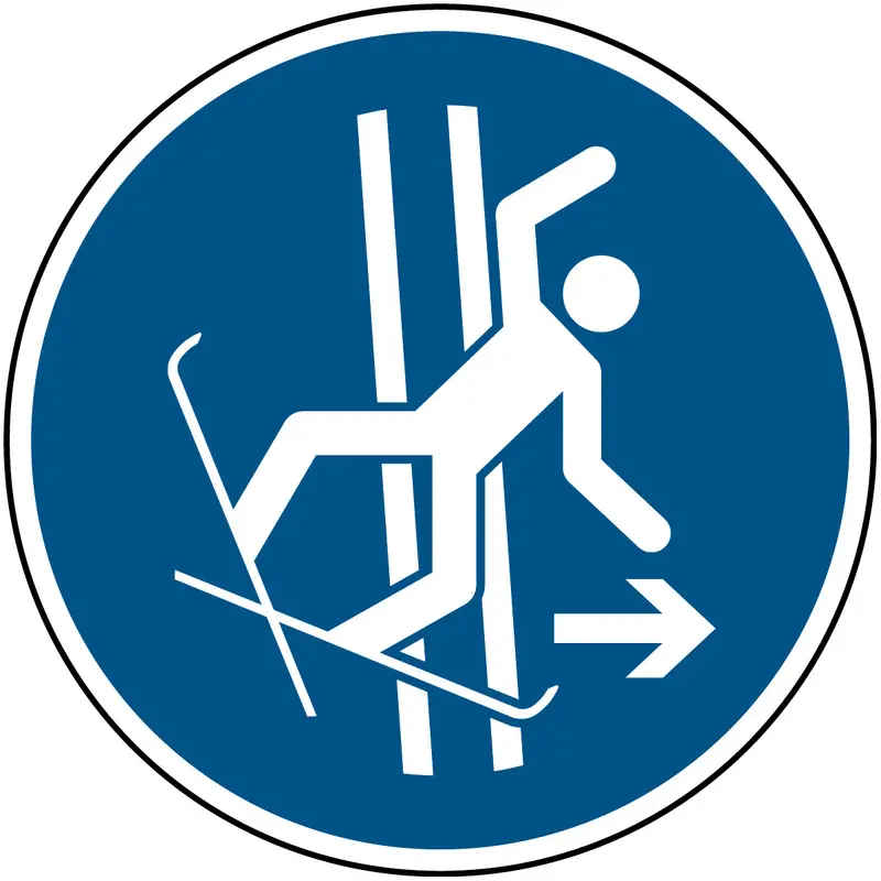 Im Fall eines Sturzes Schleppspur sofort verlassen - ISO 7010