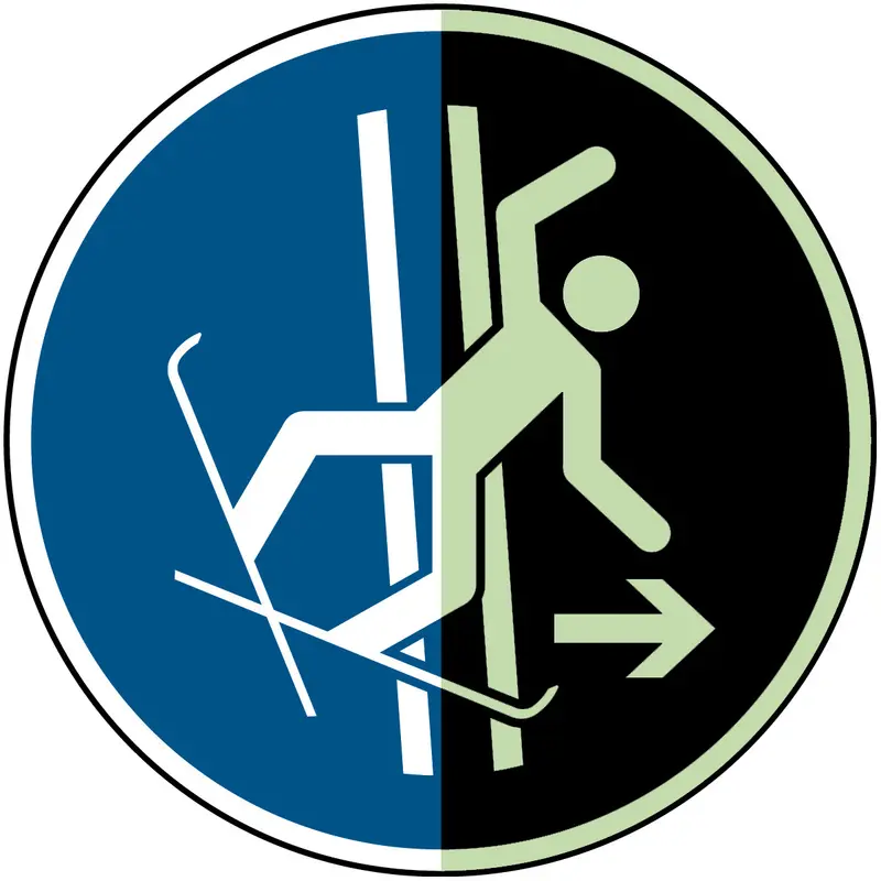 Im Fall eines Sturzes Schleppspur sofort verlassen - ISO 7010
