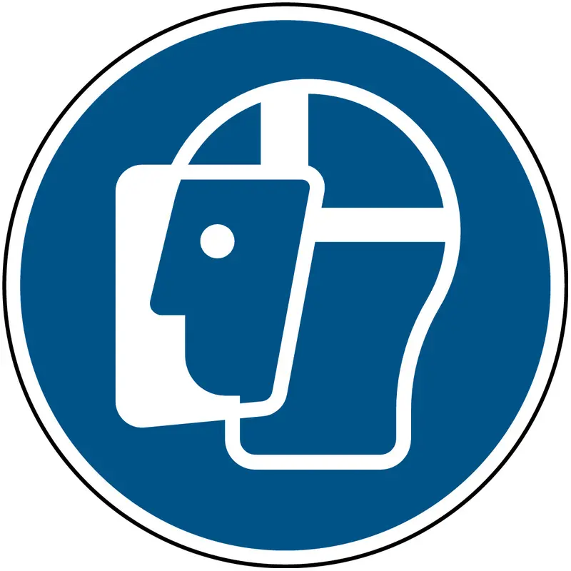 ISO Sicherheitskennzeichnung - Gesichtschutzschild benutzen