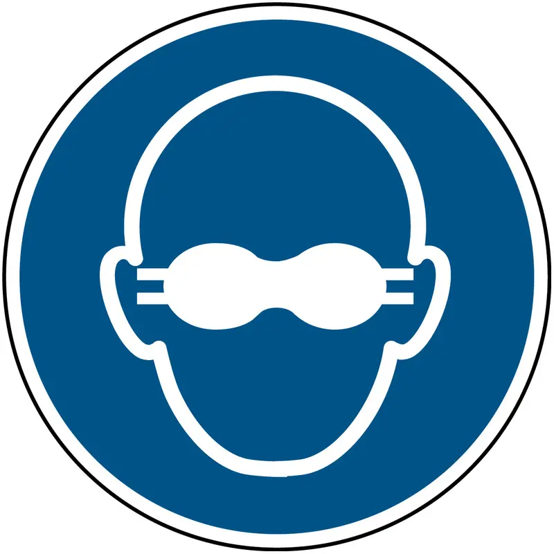 ISO Sicherheitskennzeichnung - getönte Schutzbrille tragen