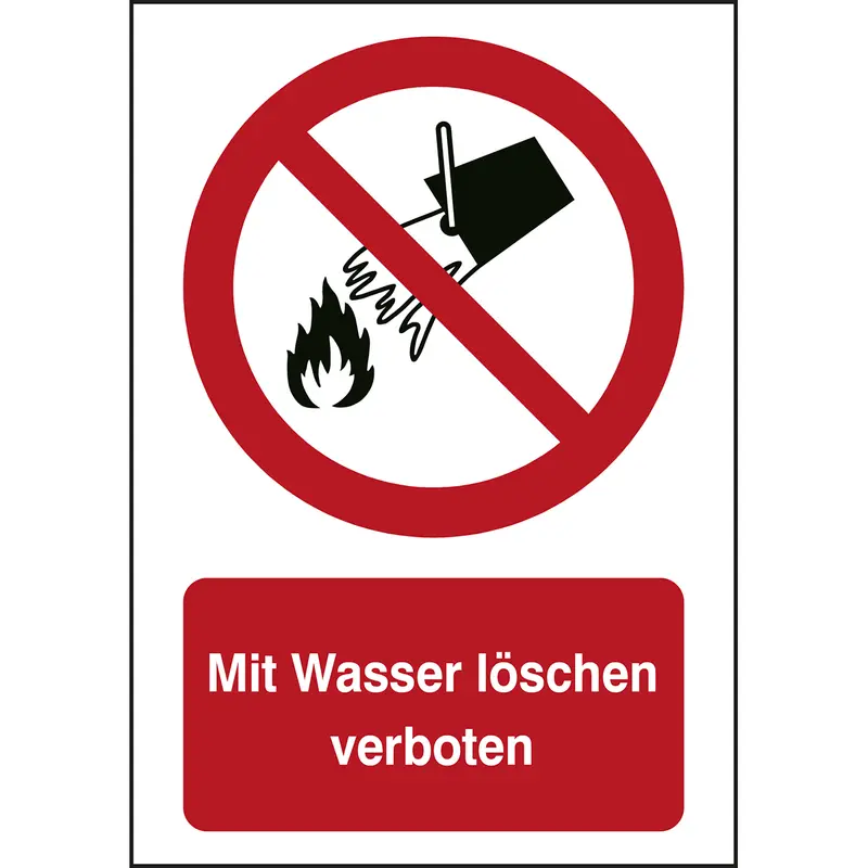 ISO Sicherheitskennzeichnung - Mit Wasser löschen verboten