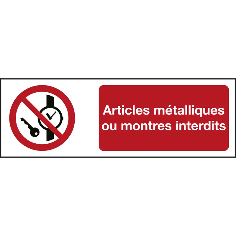 ISO Sicherheitskennzeichnung - Mitführen von Metallteilen oder Uhren verboten