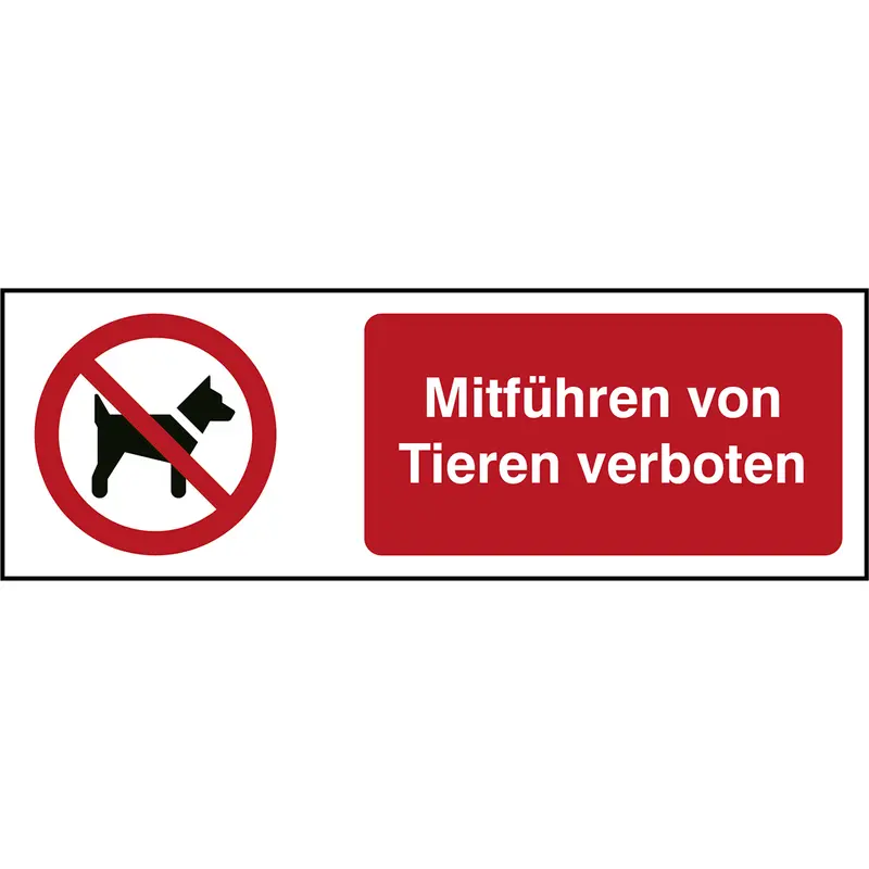 ISO Sicherheitskennzeichnung - Mitführen von Tieren verboten