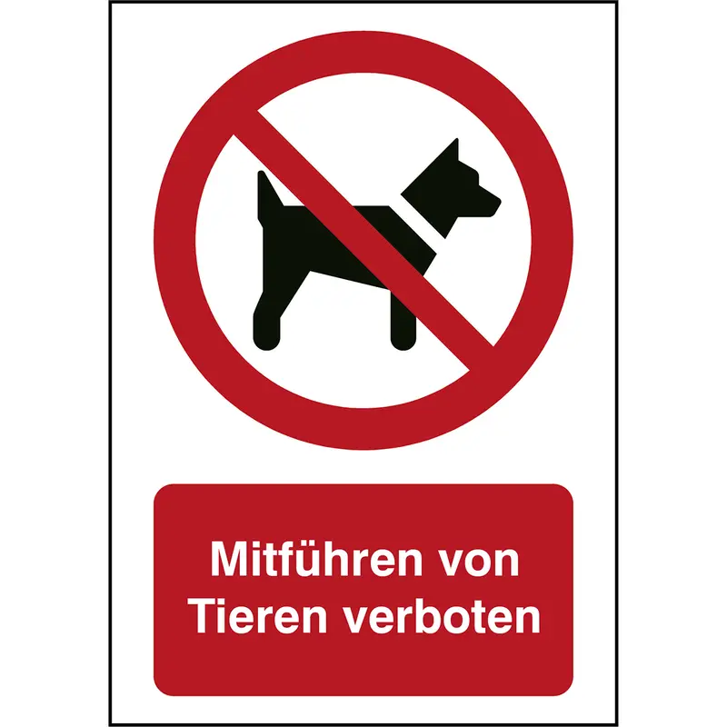 ISO Sicherheitskennzeichnung - Mitführen von Tieren verboten