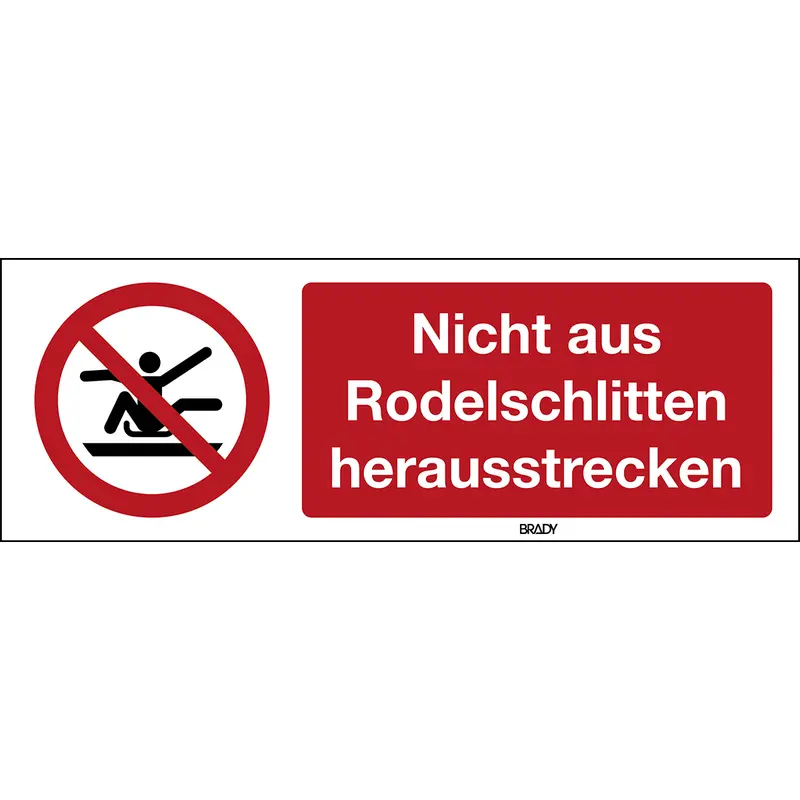 ISO Sicherheitskennzeichnung - Nicht aus Rodelschlitten herausstrecken