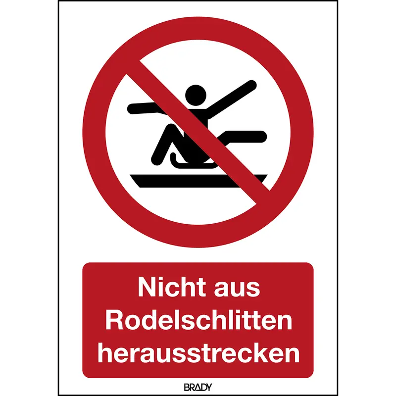 ISO Sicherheitskennzeichnung - Nicht aus Rodelschlitten herausstrecken