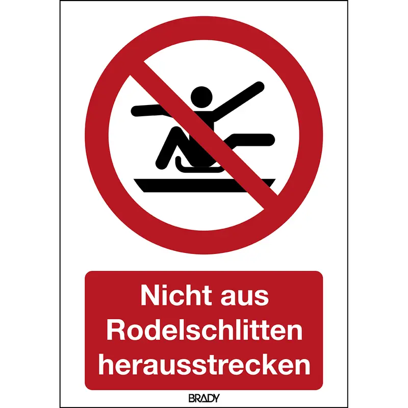 ISO Sicherheitskennzeichnung - Nicht aus Rodelschlitten herausstrecken