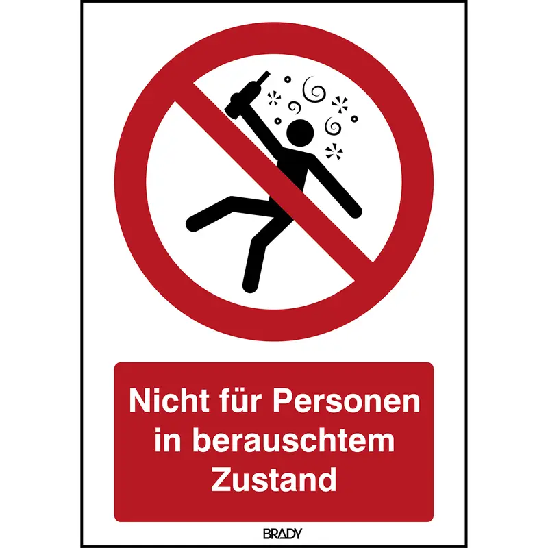 ISO Sicherheitskennzeichnung - Nicht für Personen in berauschtem Zustand