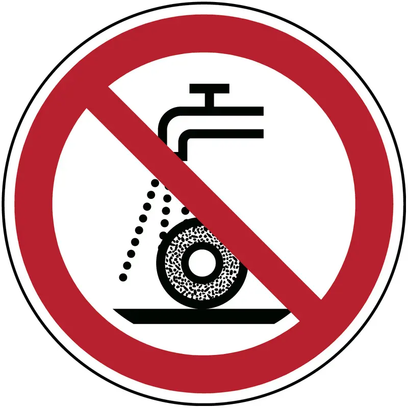 ISO Sicherheitskennzeichnung - Nicht zulässig für Nassschleifen