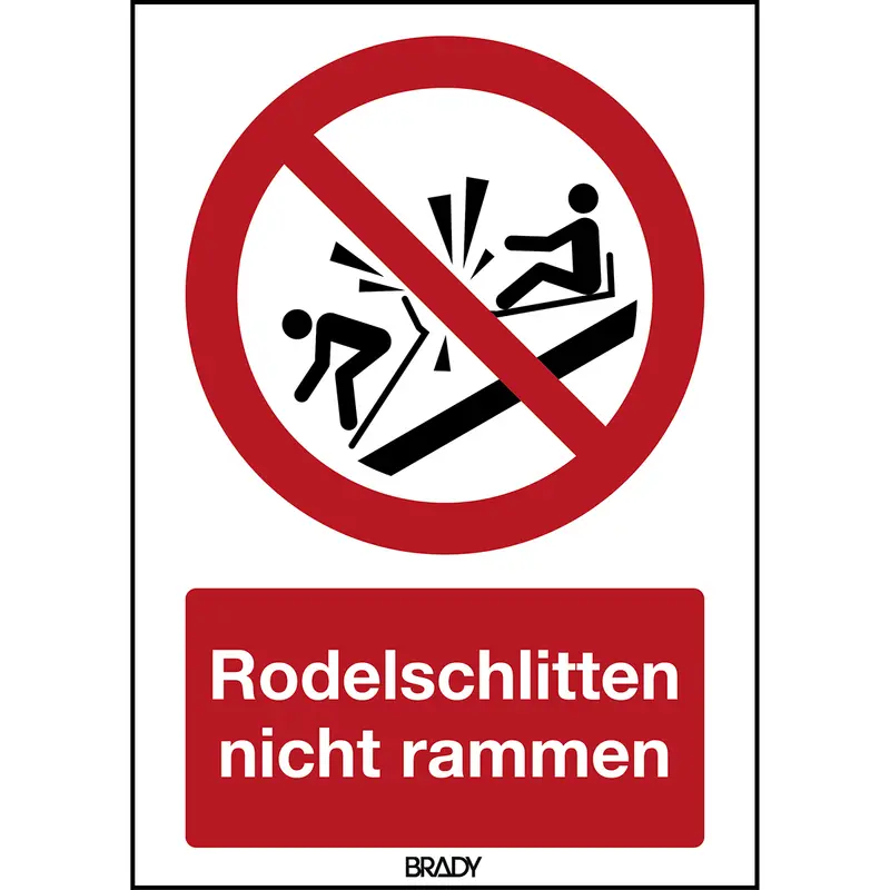 ISO Sicherheitskennzeichnung - Rodelschlitten nicht rammen