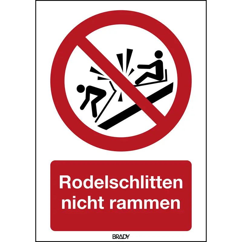 ISO Sicherheitskennzeichnung - Rodelschlitten nicht rammen