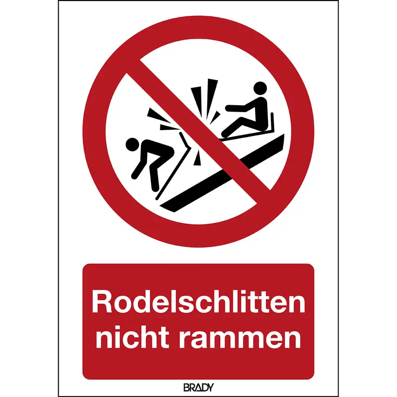 ISO Sicherheitskennzeichnung - Rodelschlitten nicht rammen