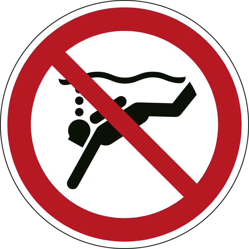 ISO Sicherheitskennzeichnung - Unterwassertauchen verboten