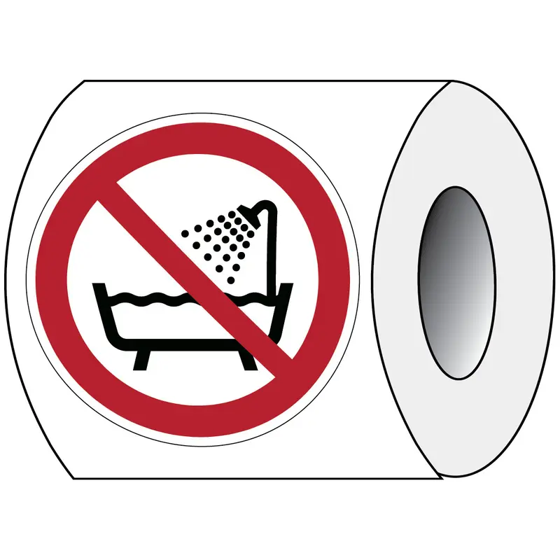 ISO Sicherheitskennzeichnung - Verbot, dieses Gerät in der Badewanne, Dusche oder über mit Wasser gefülltem Waschbecken zu benutzen