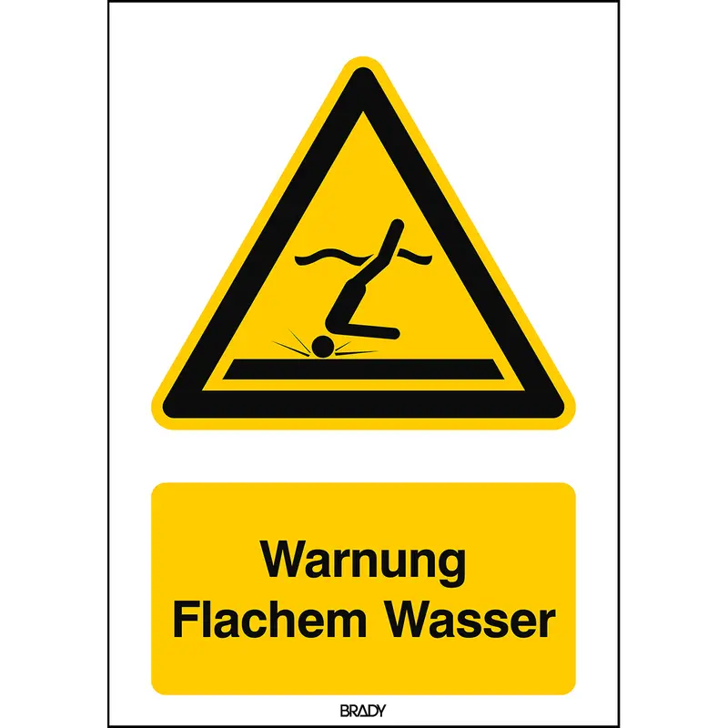 ISO Sicherheitskennzeichnung - Warnung Flachem Wasser