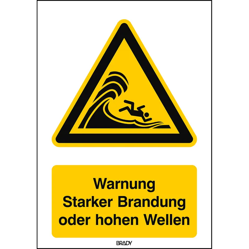 ISO Sicherheitskennzeichnung - Warnung Starker Brandung oder hohen Wellen