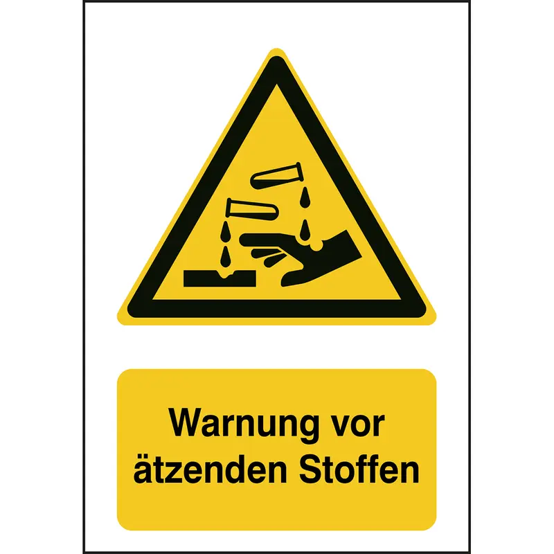 ISO Sicherheitskennzeichnung - Warnung vor ätzenden Stoffen