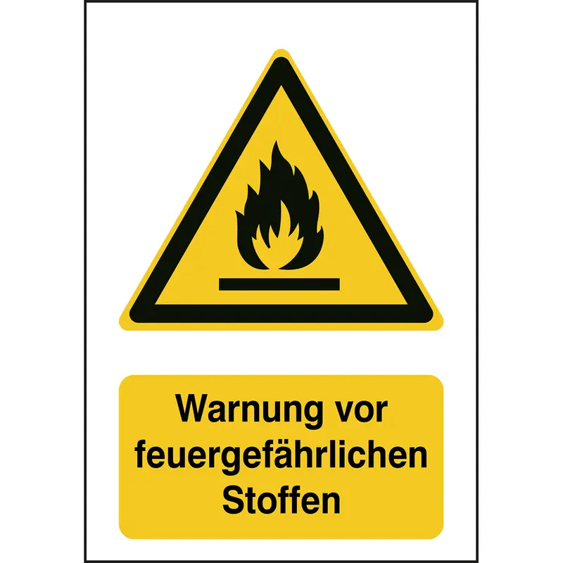 ISO Sicherheitskennzeichnung - Warnung vor feuergefährlichen Stoffen