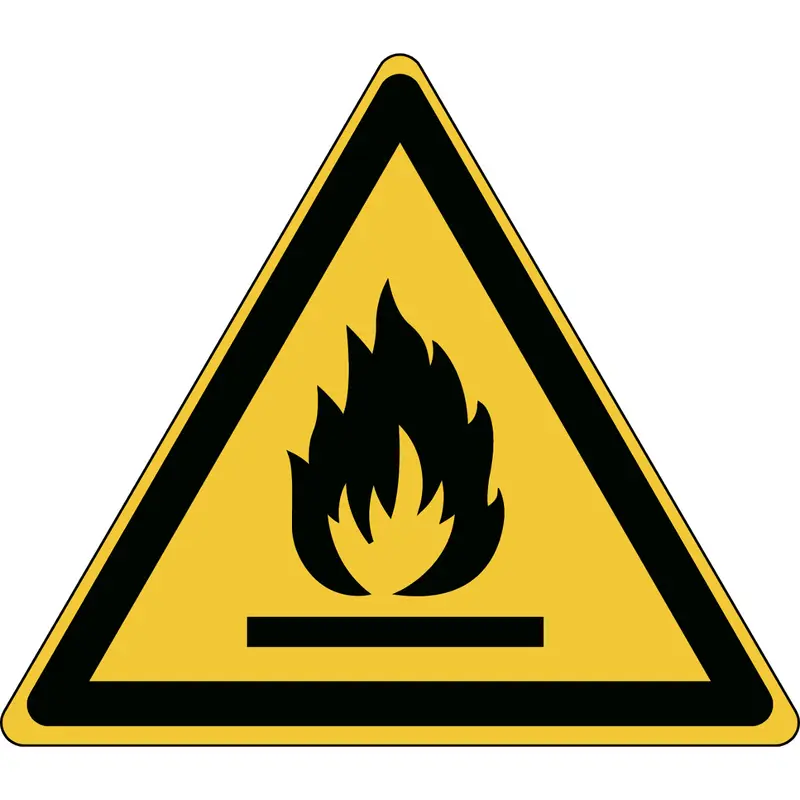 ISO Sicherheitskennzeichnung - Warnung vor feuergefährlichen Stoffen