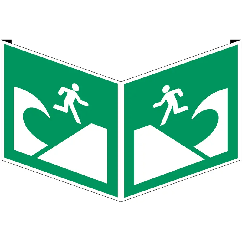 ISO-Sicherheitsschild - Evakuierungsbereich bei Tsunami