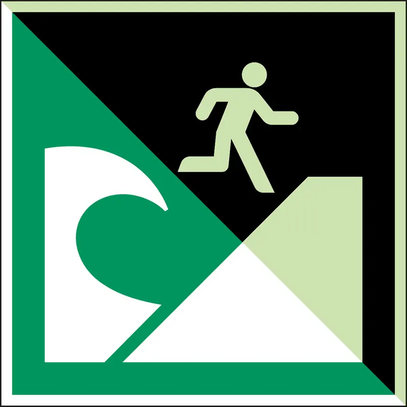 ISO-Sicherheitsschild - Evakuierungsbereich bei Tsunami